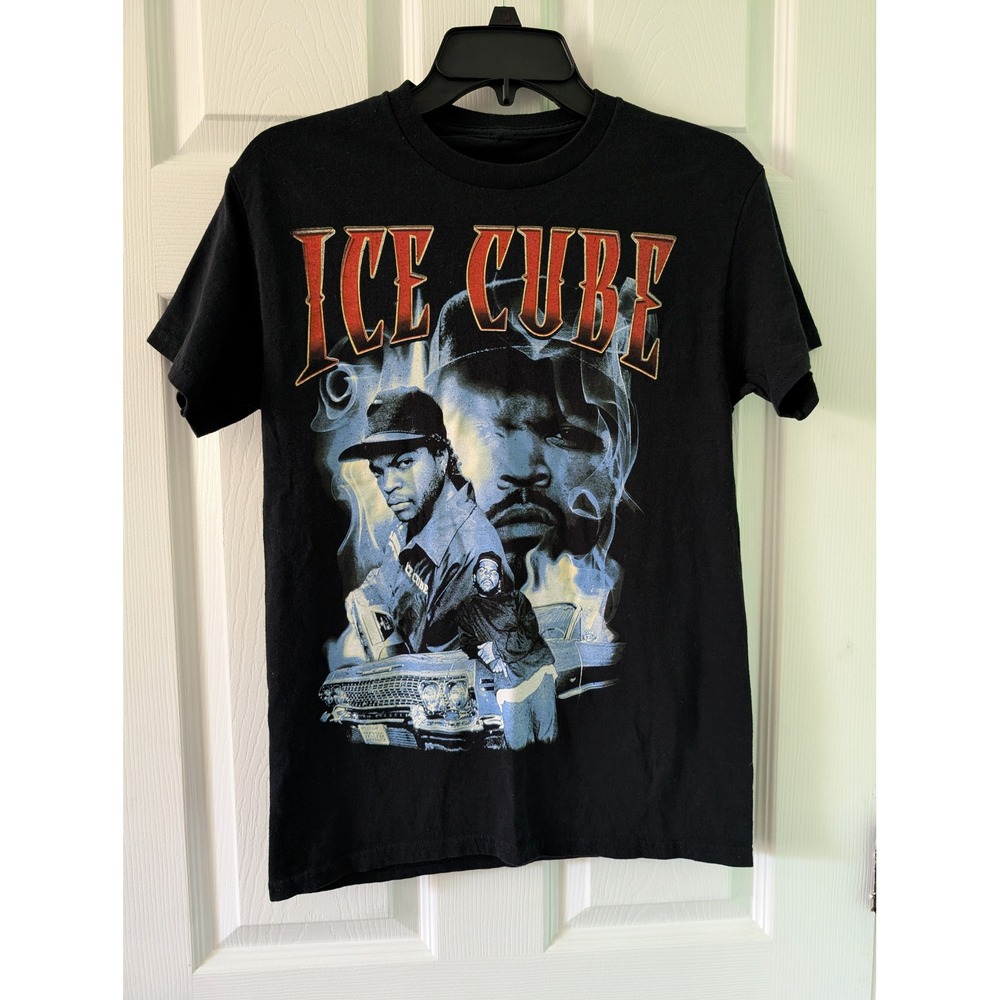 Vintage style Ice Cube NWA Graphic T-Shirt Hip Hop Rap Music Tee Black‎ Men's S